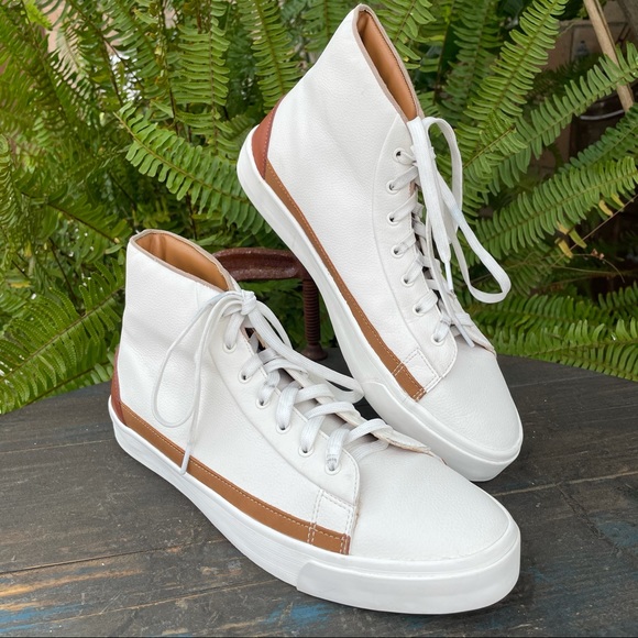 Zara Other - Zara Man White Sneakers Tan Contrast High-top 10